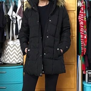 Tommy Hilfiger Faux Fur Trim Hooded Puffer Coat